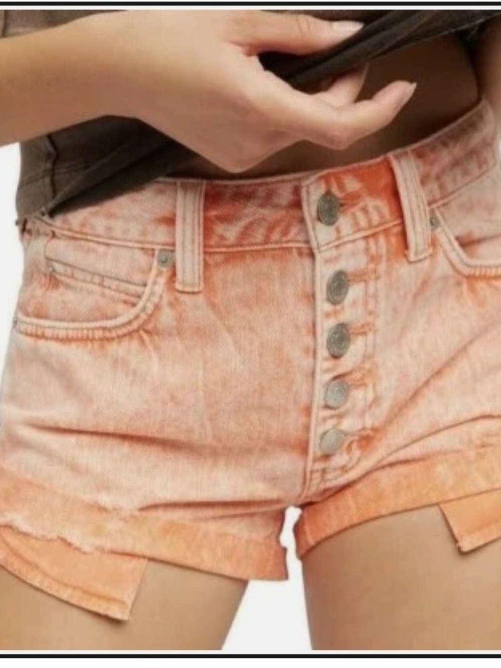 Free People Shorts Romeo Rolled Cuff Denim Sunny Peach